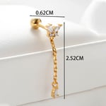 Gold color / 1 Piece Simple Series Simple Butterfly Titanium Steel Gold Color Material Zircon Women's Dangle Earrings 